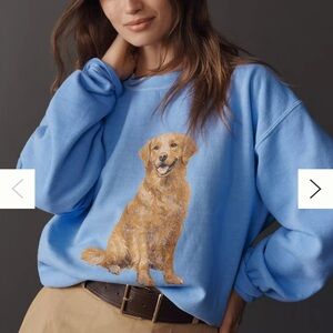 Anthropologie Light Blue Dog Print Sweatshirt